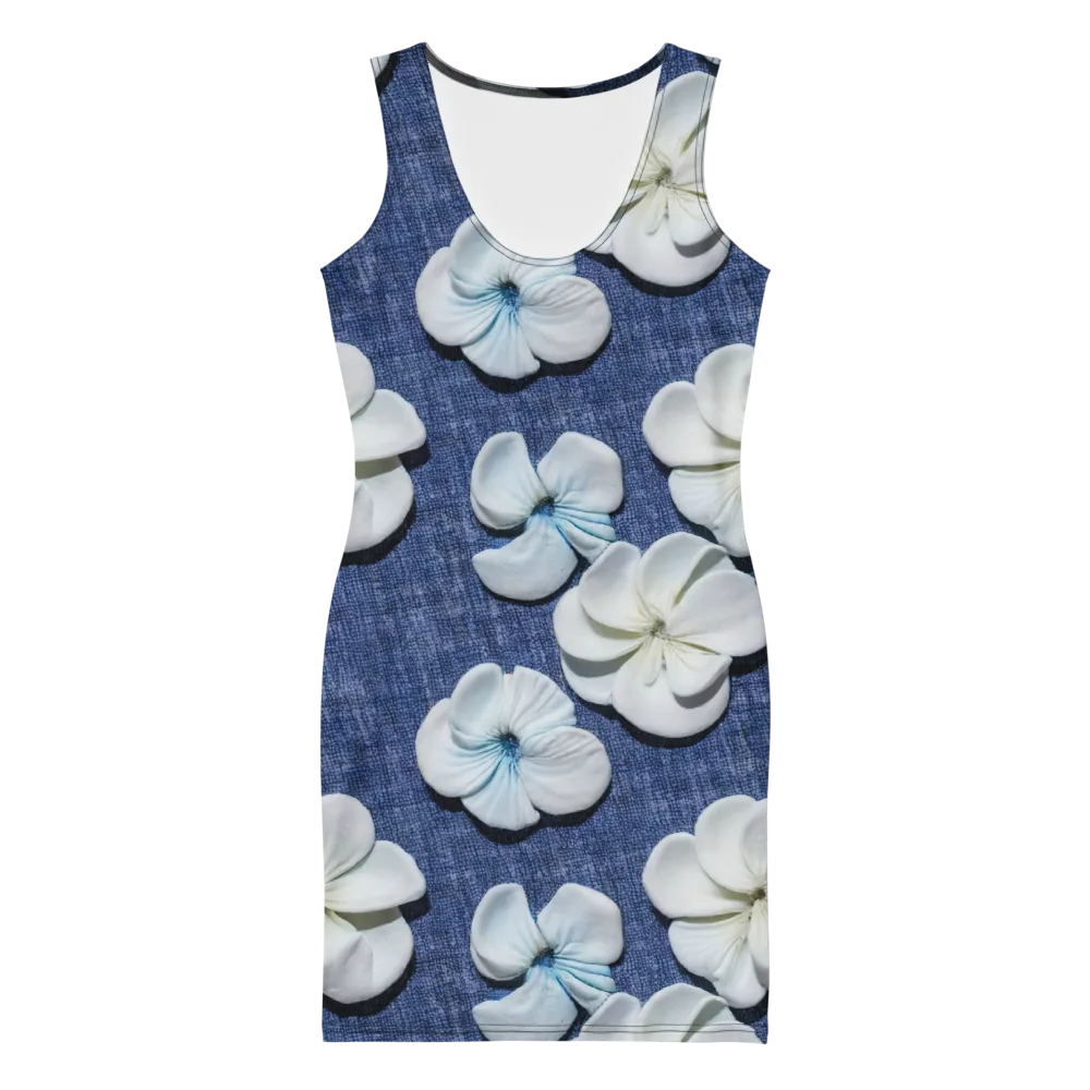 Azure Petal Drift on Bodycon Dress — Front