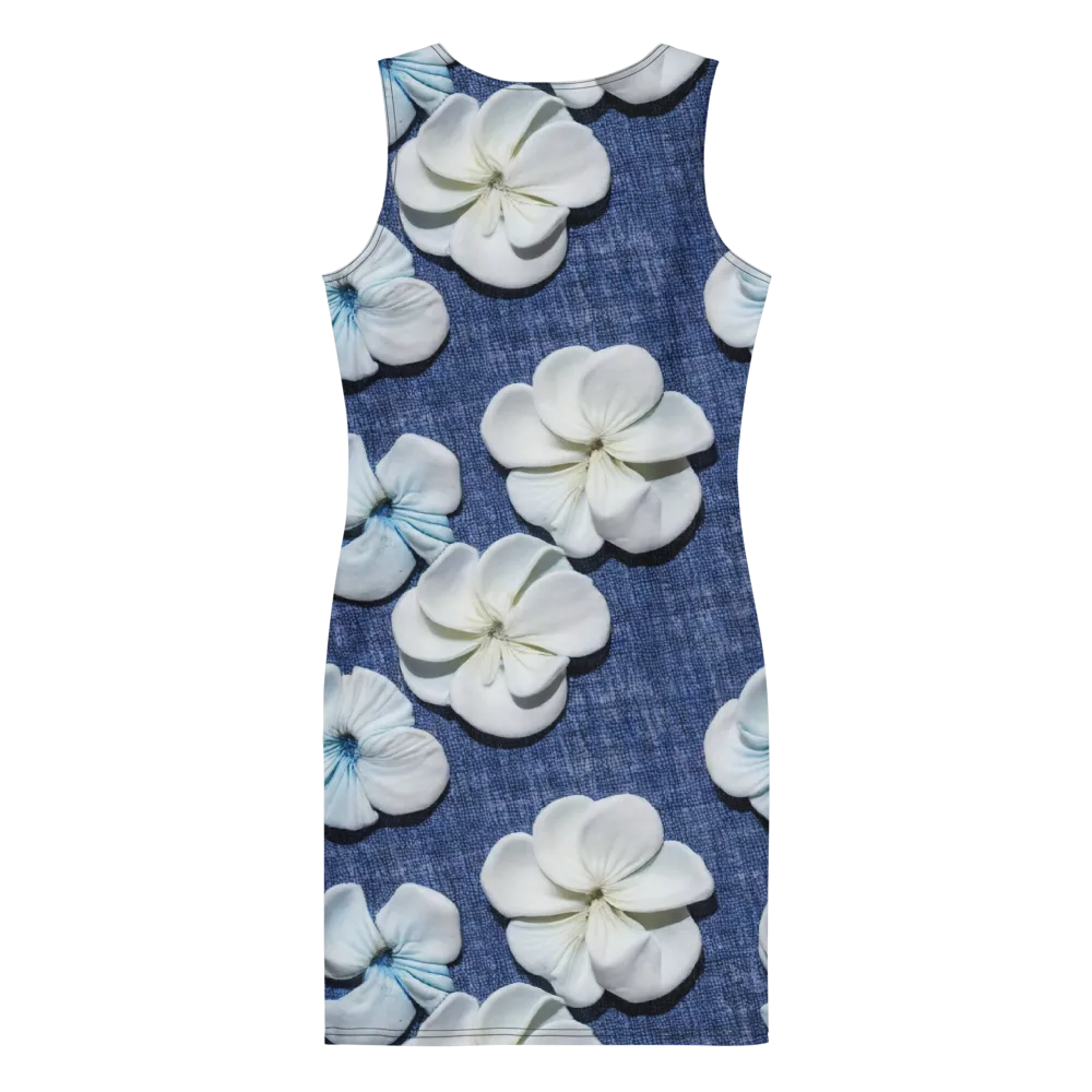 Azure Petal Drift on Bodycon Dress — Back