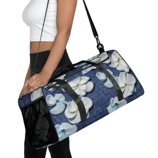 Azure Petal Drift on a Duffle Bag