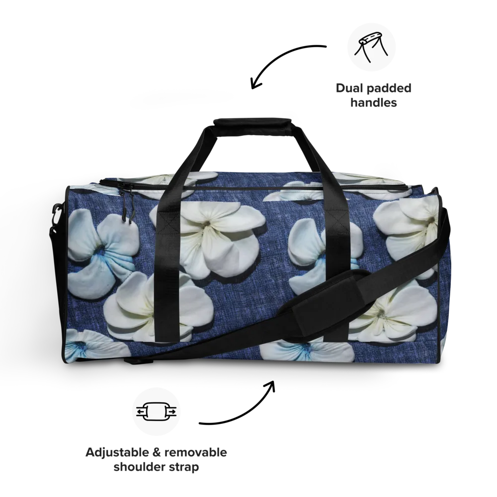 Azure Petal Drift on Duffle Bag — Front