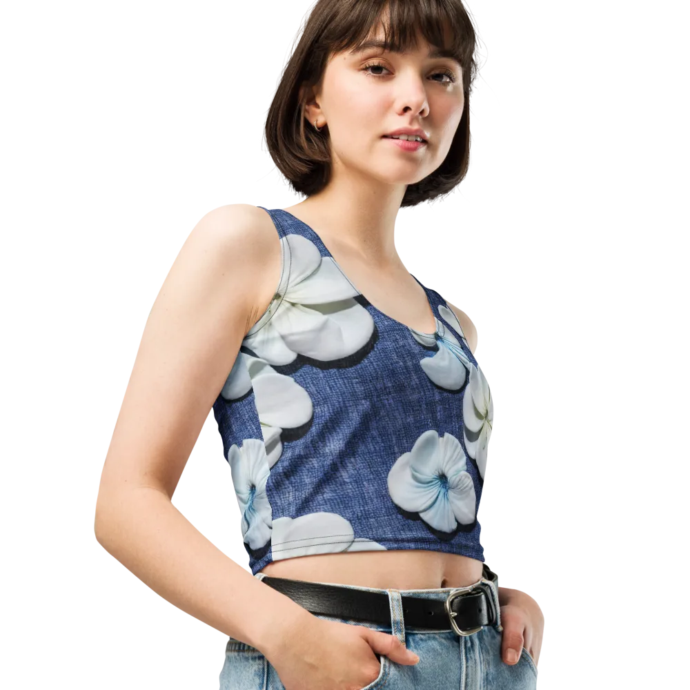 Azure Petal Drift on Crop Top — Right Front