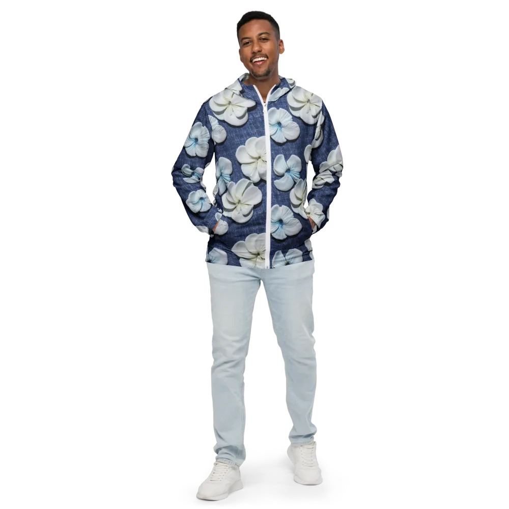 Azure Petal Drift on Men's Windbreaker — Front