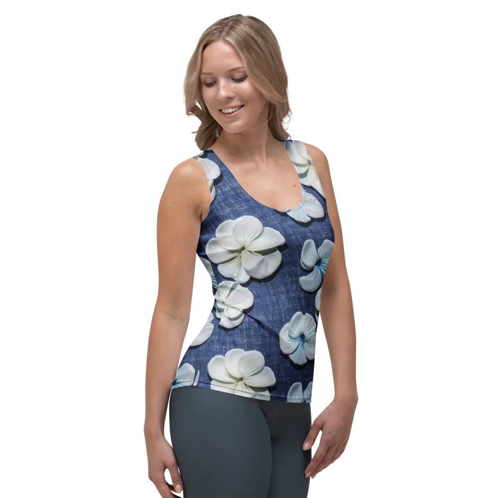 Azure Petal Drift on Women's Tank Top — Right Front
