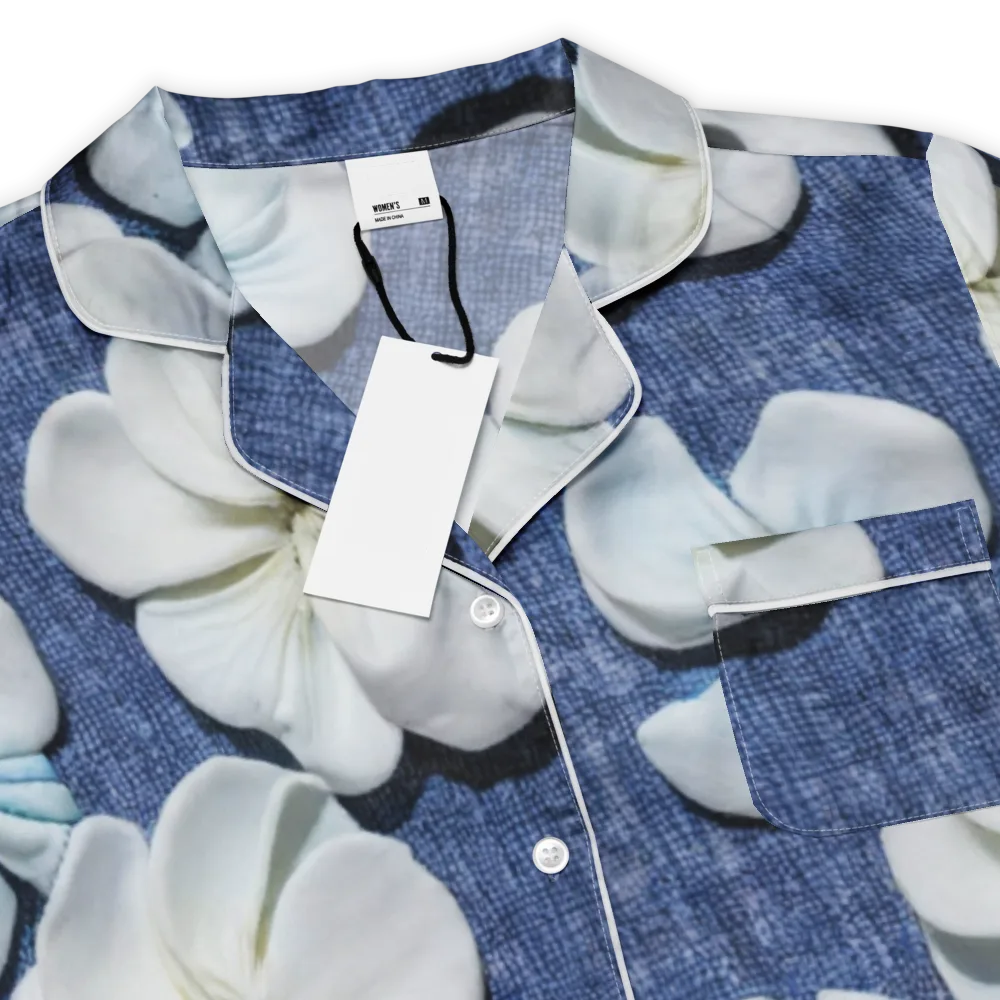 Azure Petal Drift on Women's Short Sleeve Pajama Top — Product details