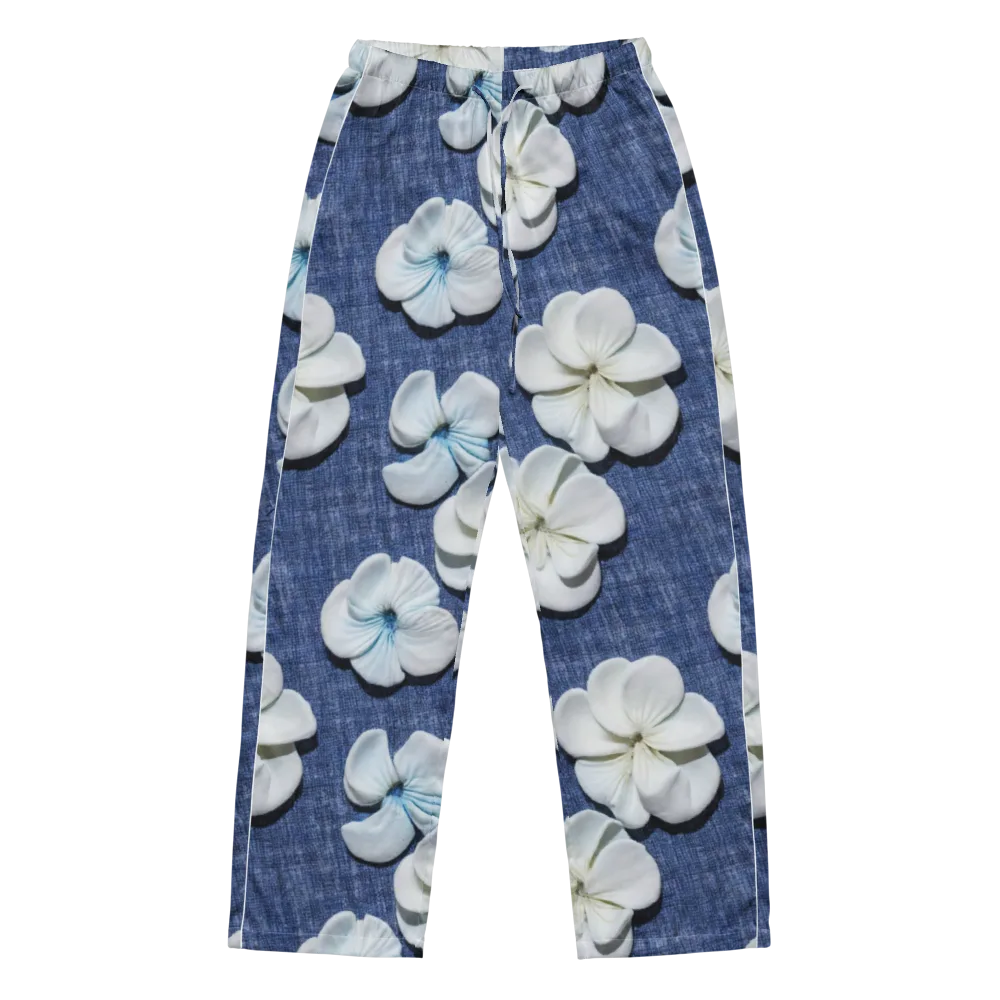 Azure Petal Drift on Women's Pajama Pants — Front
