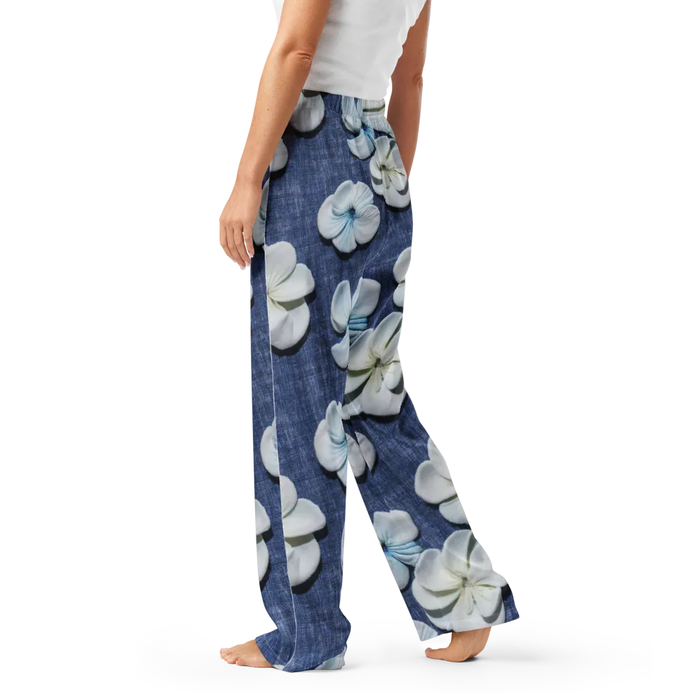 Azure Petal Drift on Women's Pajama Pants — Left