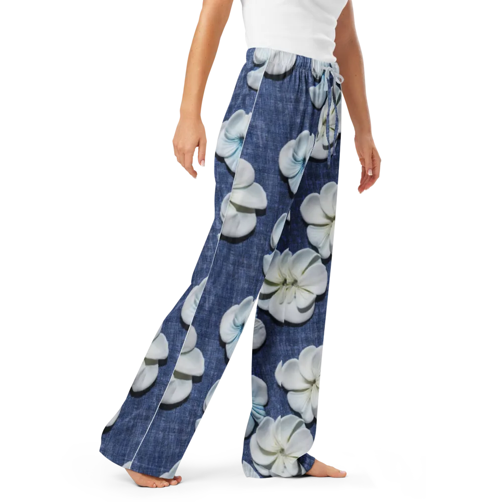 Azure Petal Drift on Women's Pajama Pants — Right Front
