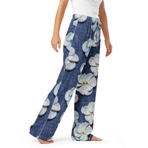 Azure Petal Drift on a Women's Pajama Pants