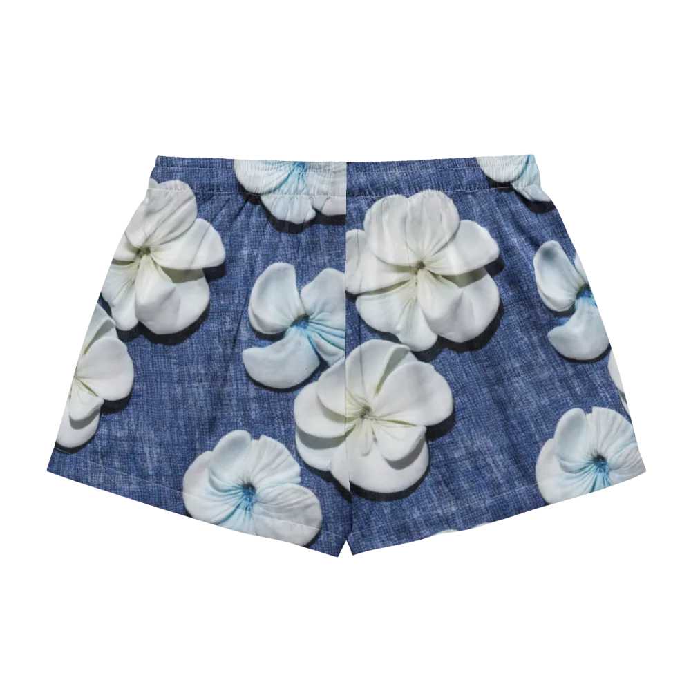 Azure Petal Drift on Women's Pajama Shorts — Back