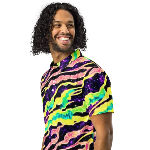 Galactic Taffy on a Men's Slim Fit Polo Shirt