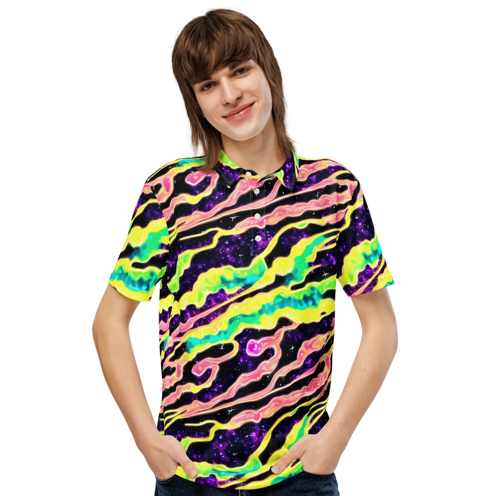 Galactic Taffy on Men's Slim Fit Polo Shirt — Front