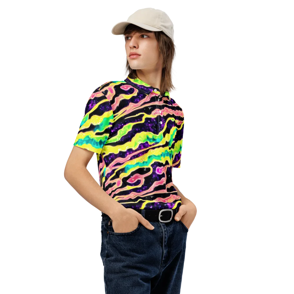 Galactic Taffy on Men's Slim Fit Polo Shirt — Right Front