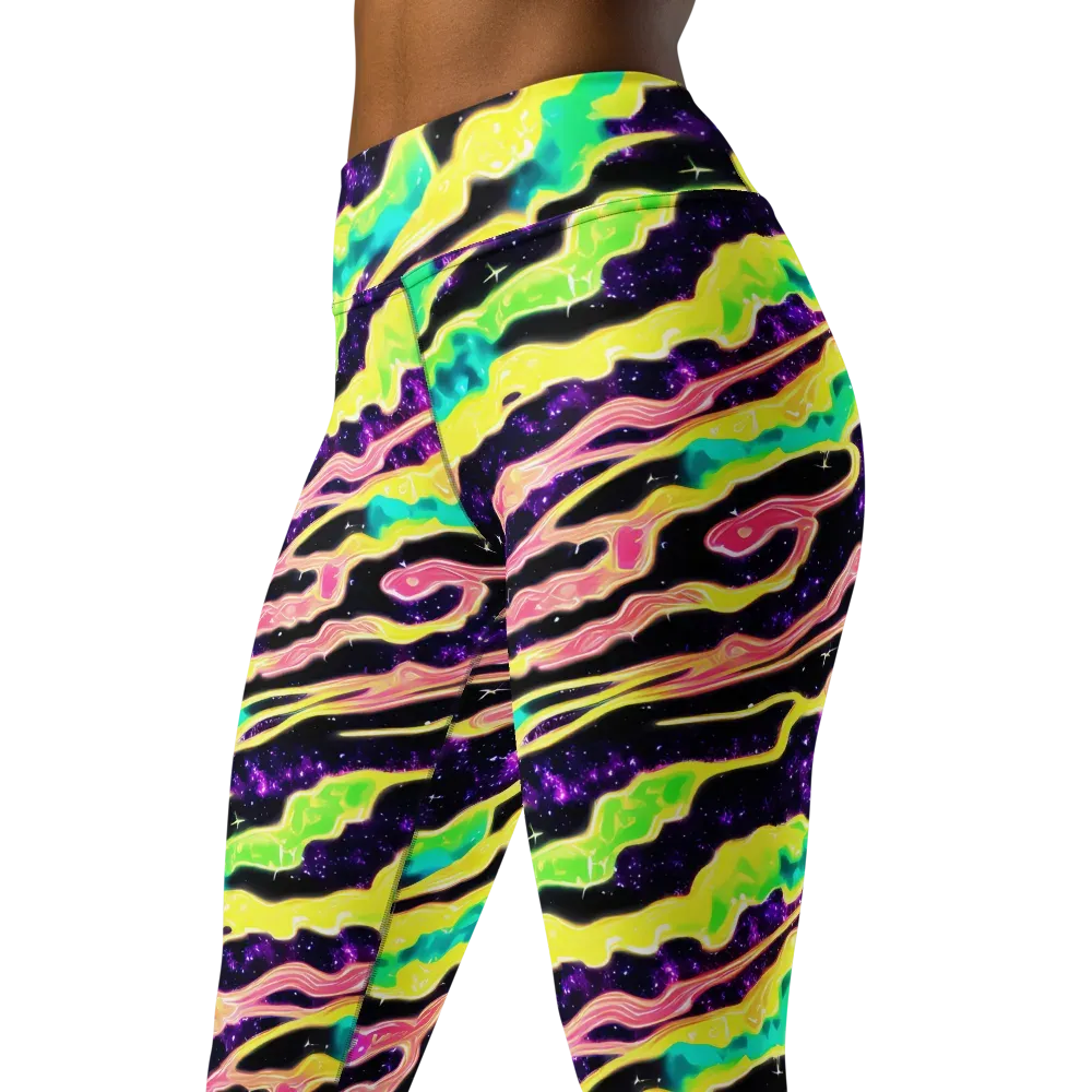 Galactic Taffy on Yoga Leggings — Left Front