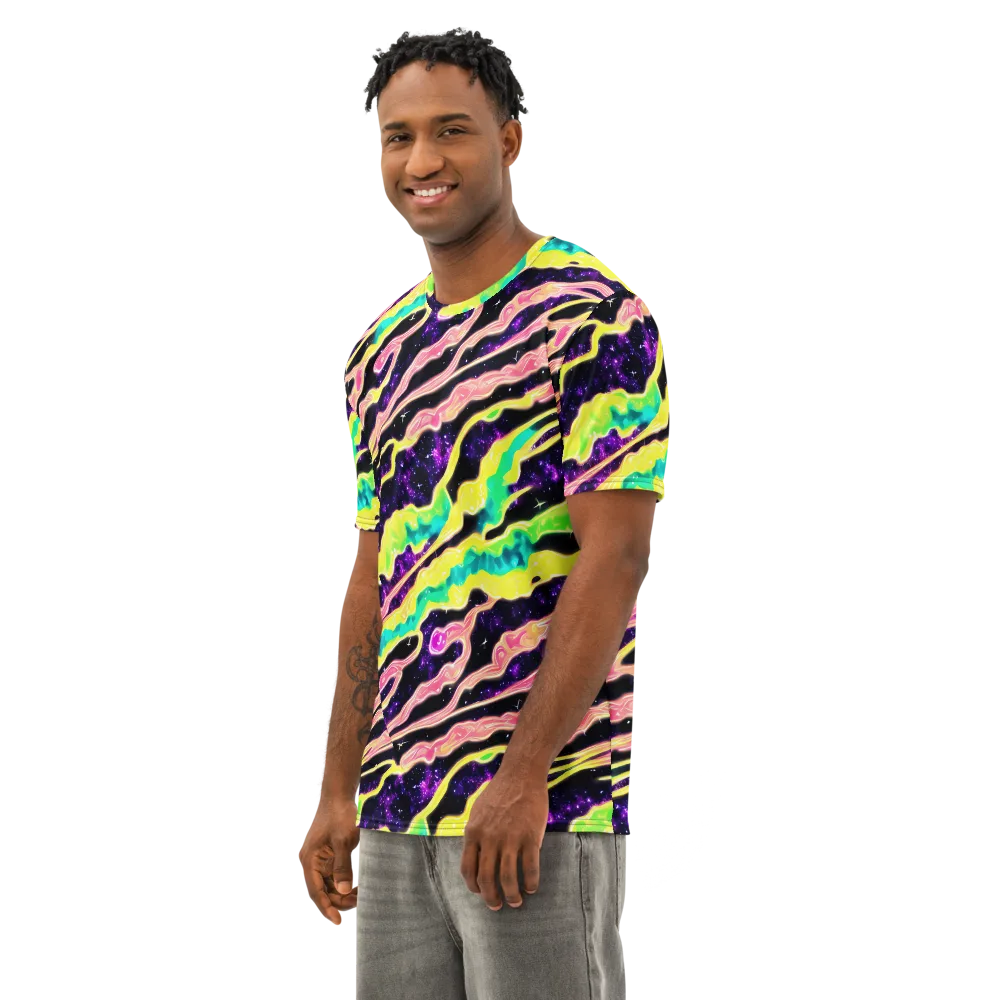 Galactic Taffy on Men's Cotton Crew Neck T-Shirt — Left Front