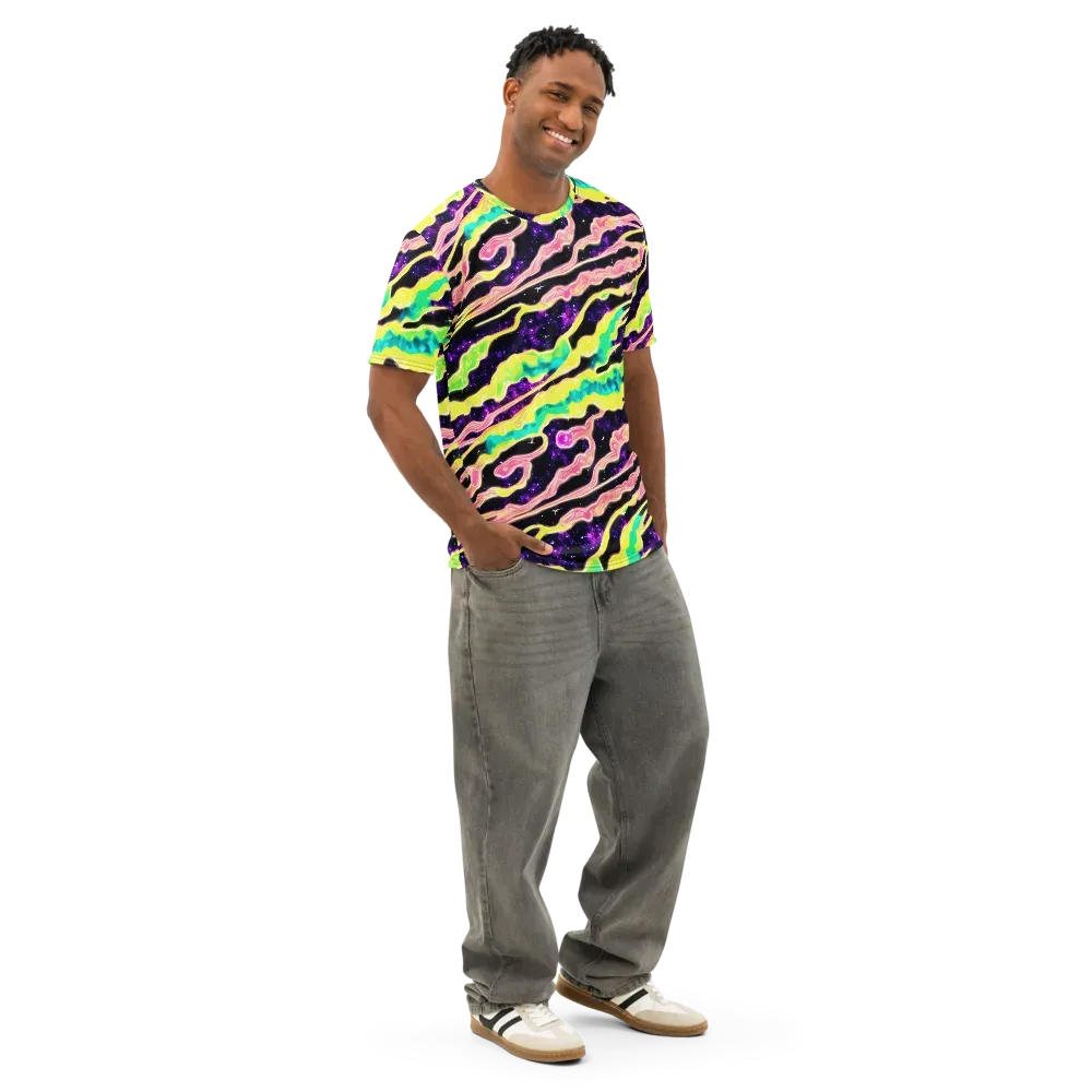 Galactic Taffy on Men's Cotton Crew Neck T-Shirt — Right Front