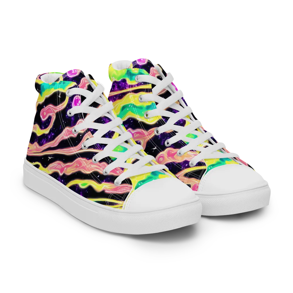 Galactic Taffy on Men's High Top Canvas Shoes — Right Front
