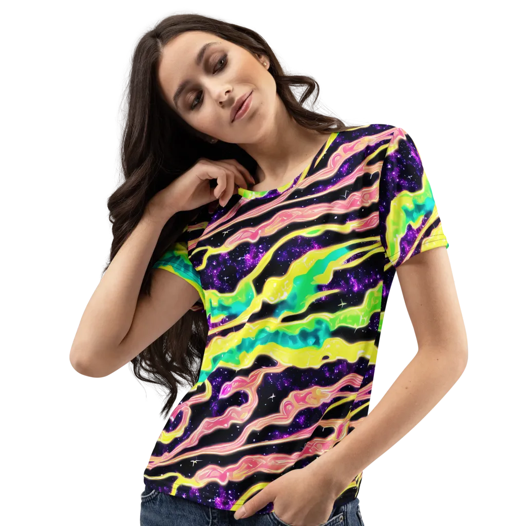 Galactic Taffy on Women's Crew Neck T-Shirt — Left Front