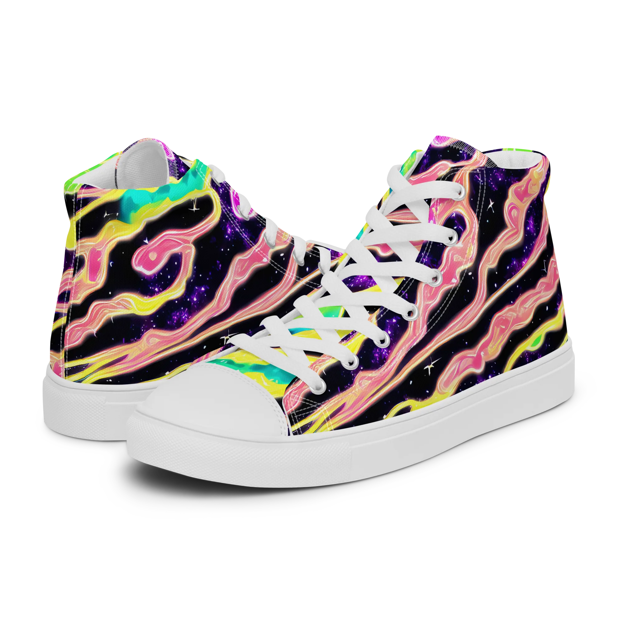 Galactic Taffy on Women's High Top Canvas Shoes — Left