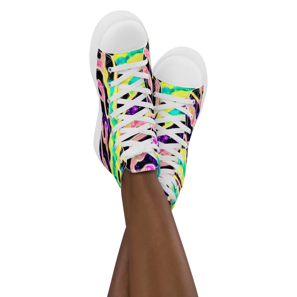 Galactic Taffy on Women's High Top Canvas Shoes — Front