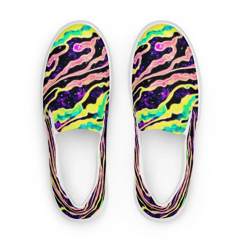 Galactic Taffy on Men's Slip-On Canvas Shoes — Front