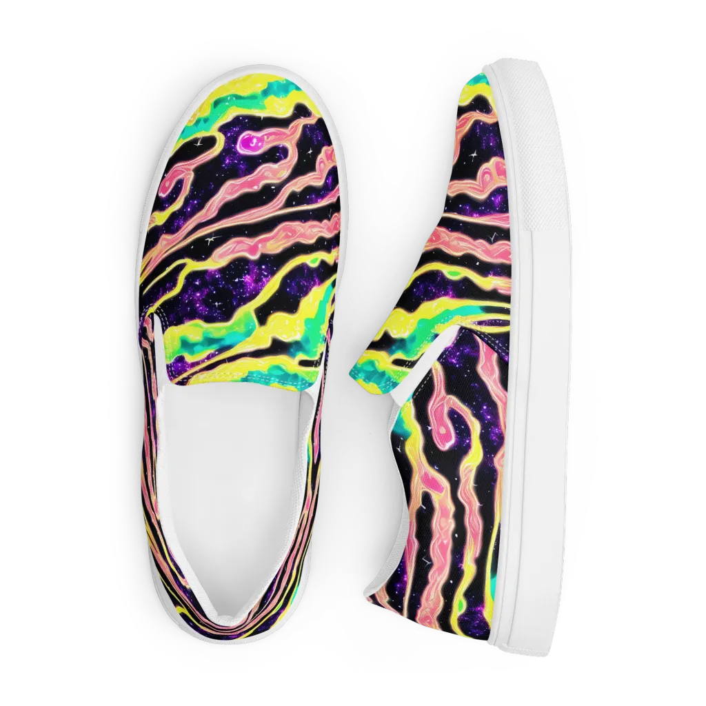 Galactic Taffy on Men's Slip-On Canvas Shoes — Front