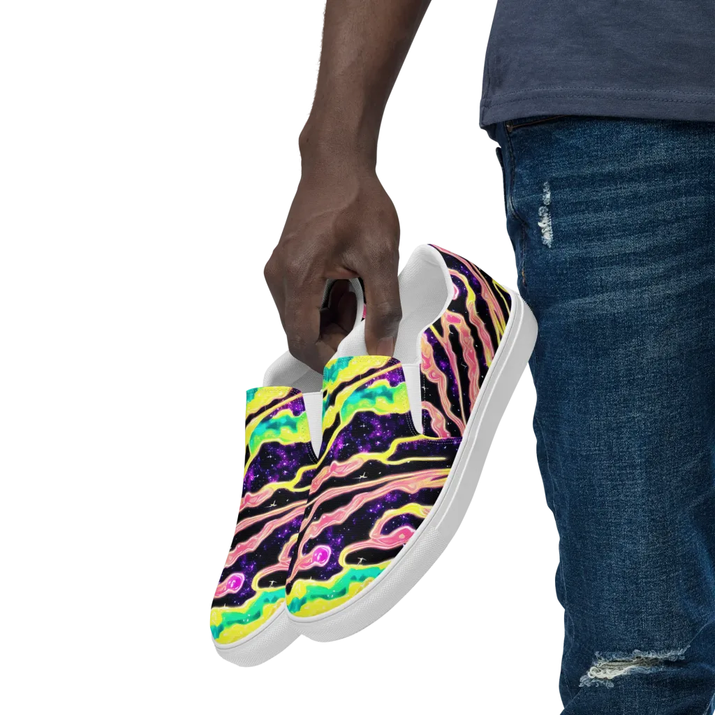Galactic Taffy on Men's Slip-On Canvas Shoes — Left Front