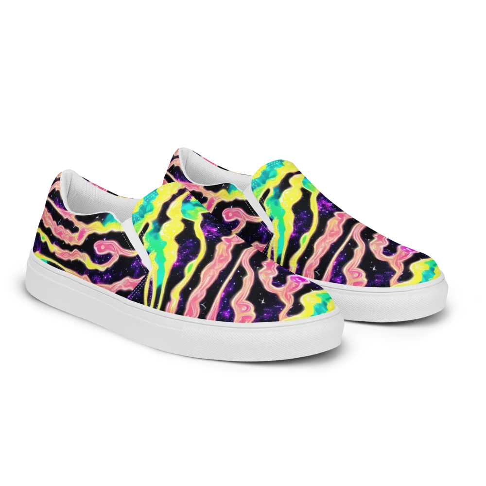 Galactic Taffy on Women's Slip-On Canvas Shoes — Right Front