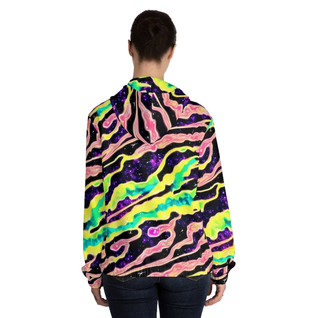 Galactic Taffy on Women's Full-Zip Hoodie — Back On Person