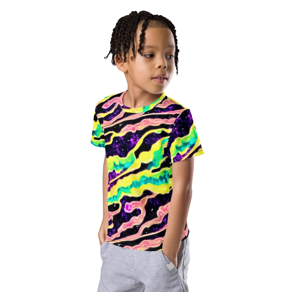 Galactic Taffy on Kids Crew Neck T-Shirt — Left Front