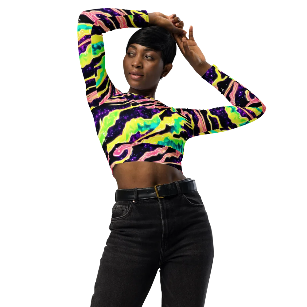 Galactic Taffy on Long Sleeve Crop Top — Front