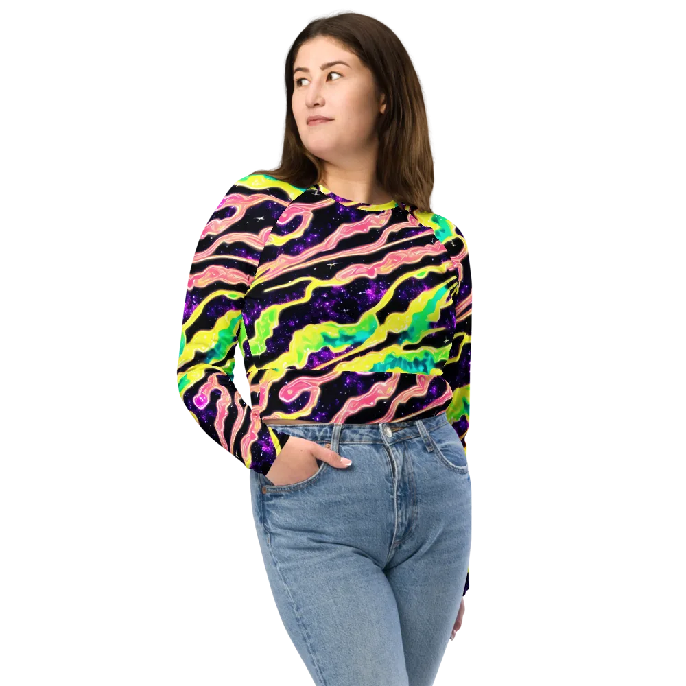 Galactic Taffy on Long Sleeve Crop Top — Front