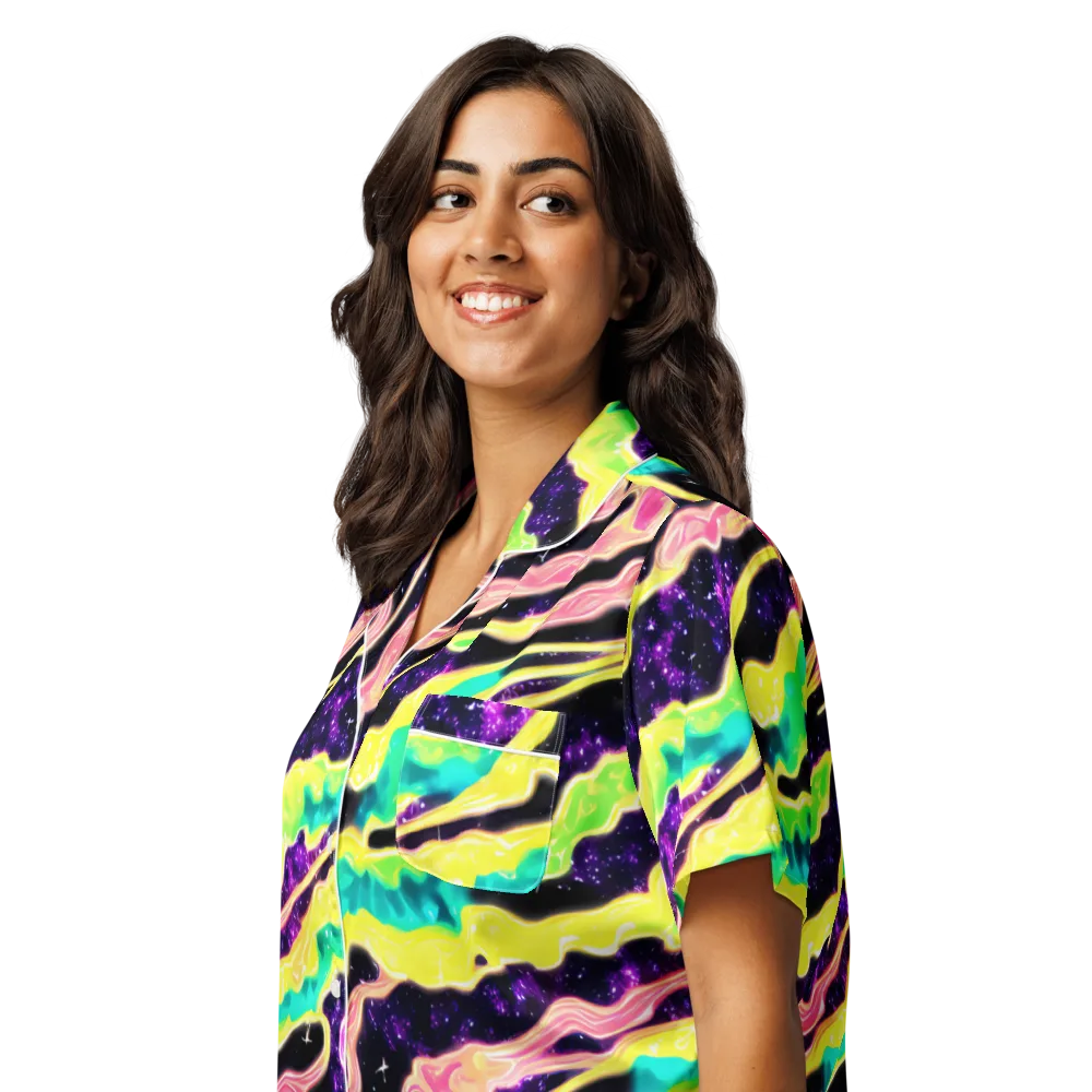 Galactic Taffy on Women's Short Sleeve Pajama Top — Left Front