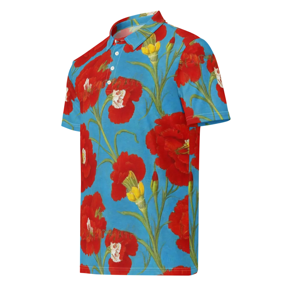 Scarlet Carnation on Men's Slim Fit Polo Shirt — Left Front