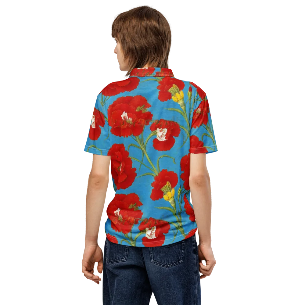 Scarlet Carnation on Men's Slim Fit Polo Shirt — Back