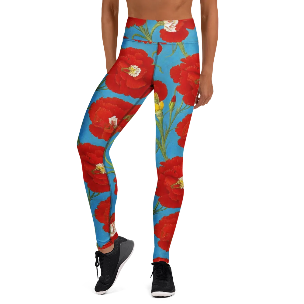 Scarlet Carnation on Yoga Leggings — Front