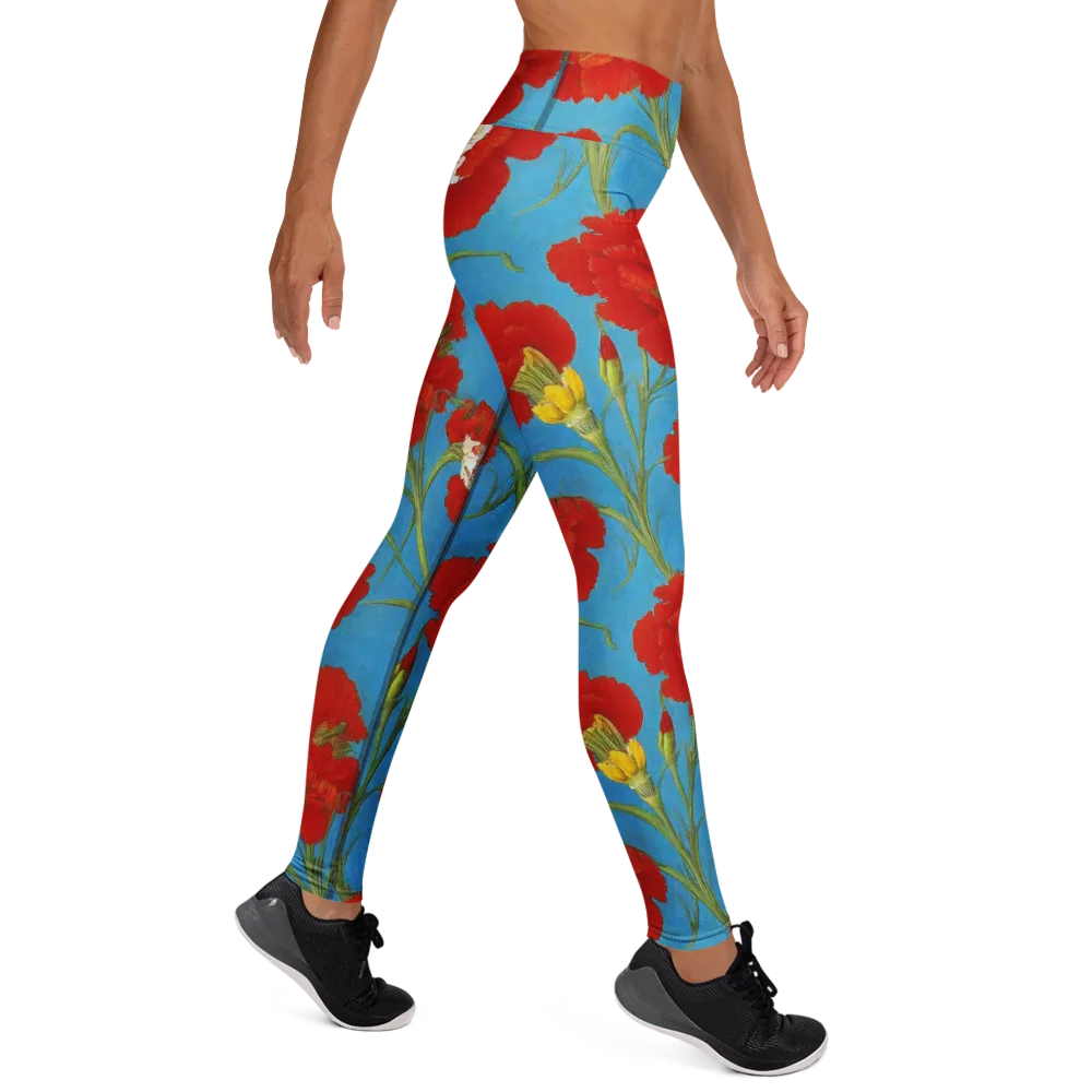 Scarlet Carnation on Yoga Leggings — Right