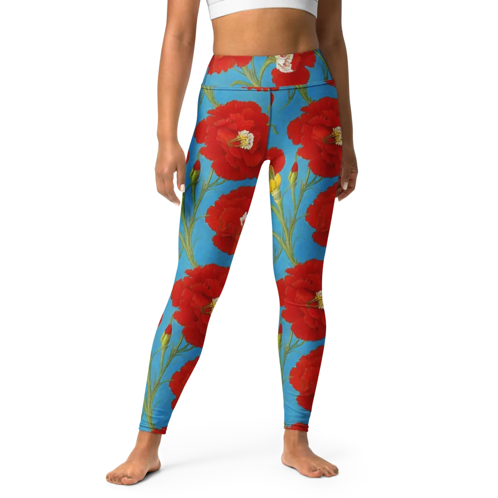 Scarlet Carnation on Yoga Leggings — Front