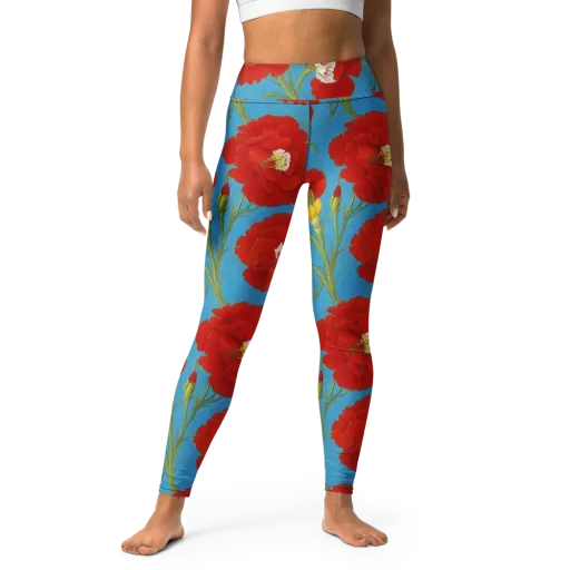Scarlet Carnation on a Yoga Leggings
