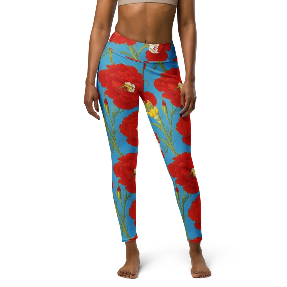 Scarlet Carnation on Yoga Leggings — Front