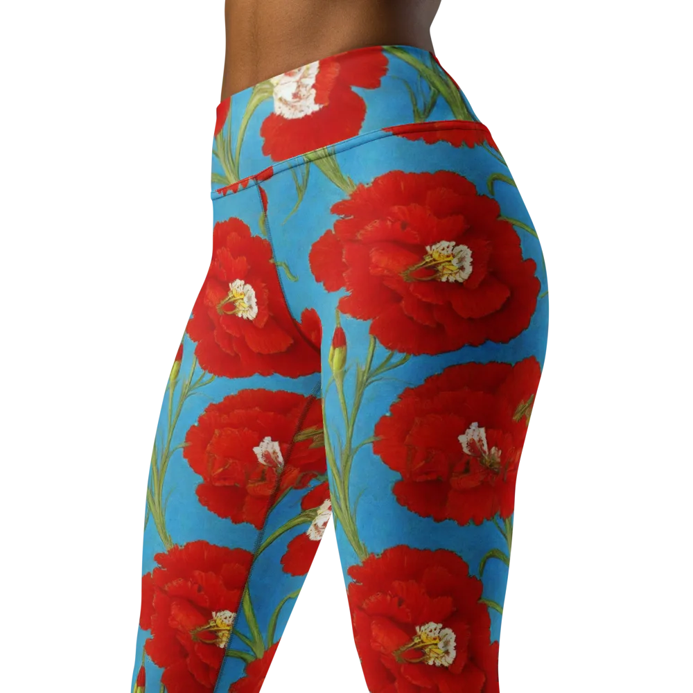 Scarlet Carnation on Yoga Leggings — Left Front