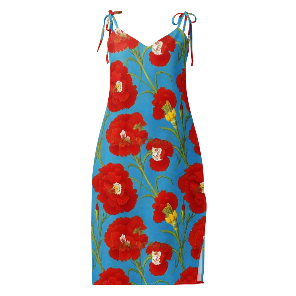 Scarlet Carnation on Slip Dress — Front