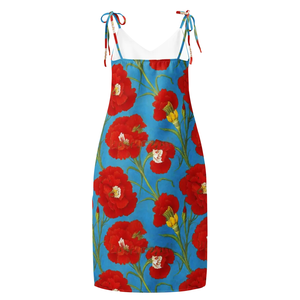 Scarlet Carnation on Slip Dress — Back