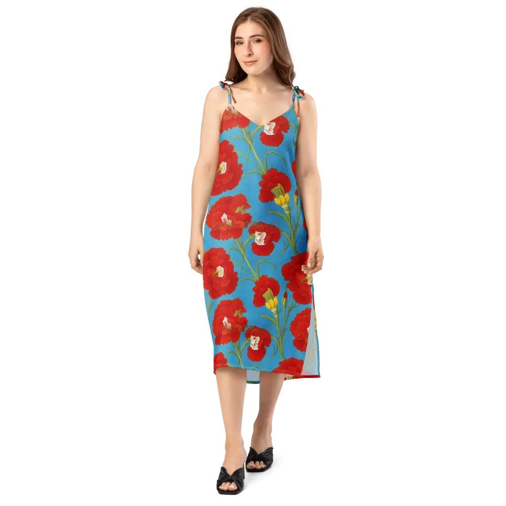 Scarlet Carnation on Slip Dress — Front