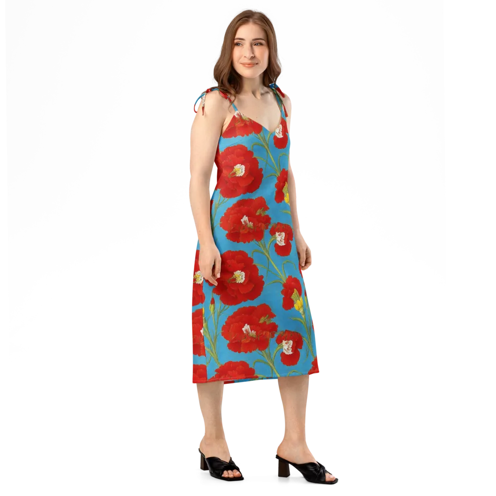 Scarlet Carnation on Slip Dress — Right Front