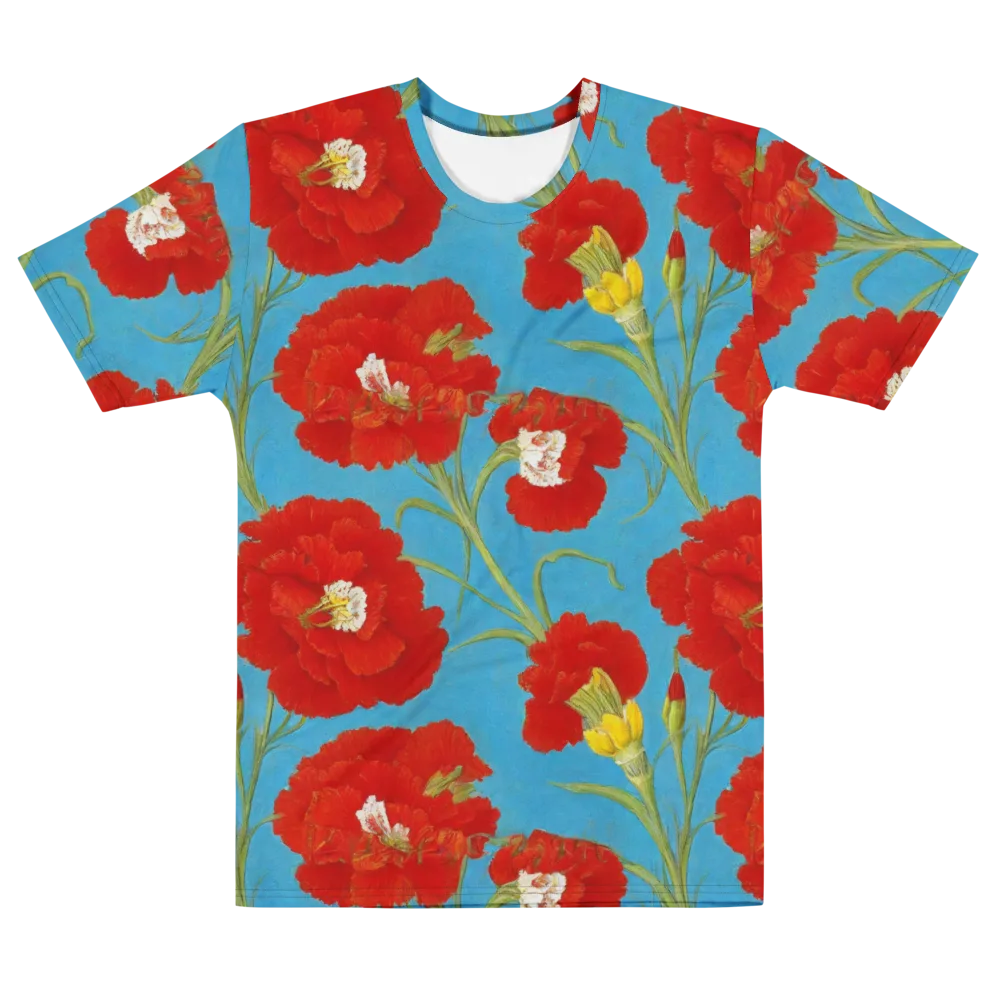 Scarlet Carnation on Men's Cotton Crew Neck T-Shirt — Front