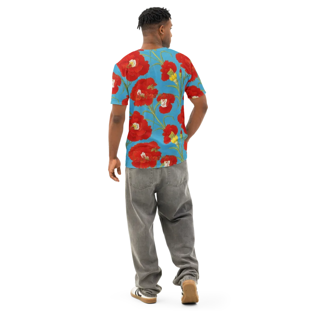 Scarlet Carnation on Men's Cotton Crew Neck T-Shirt — Back