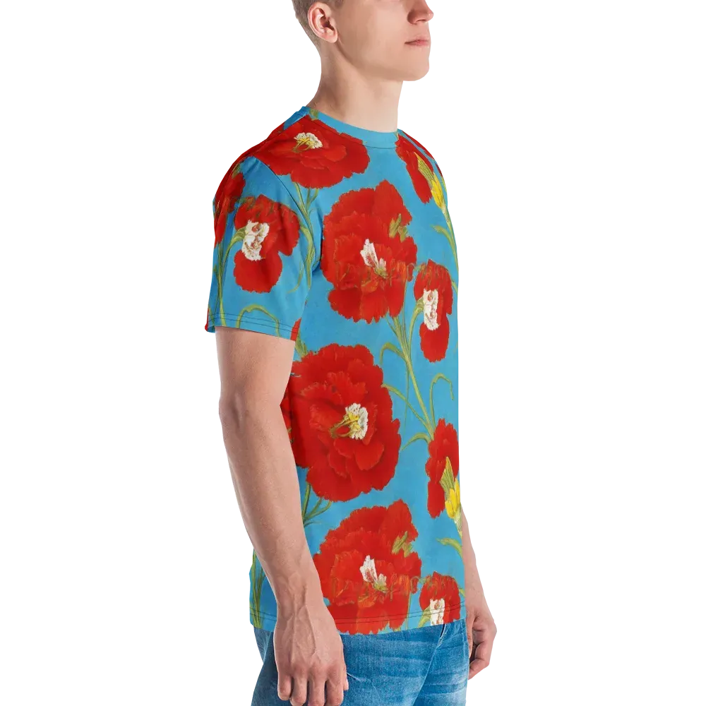 Scarlet Carnation on Men's Crew Neck T-Shirt — Right