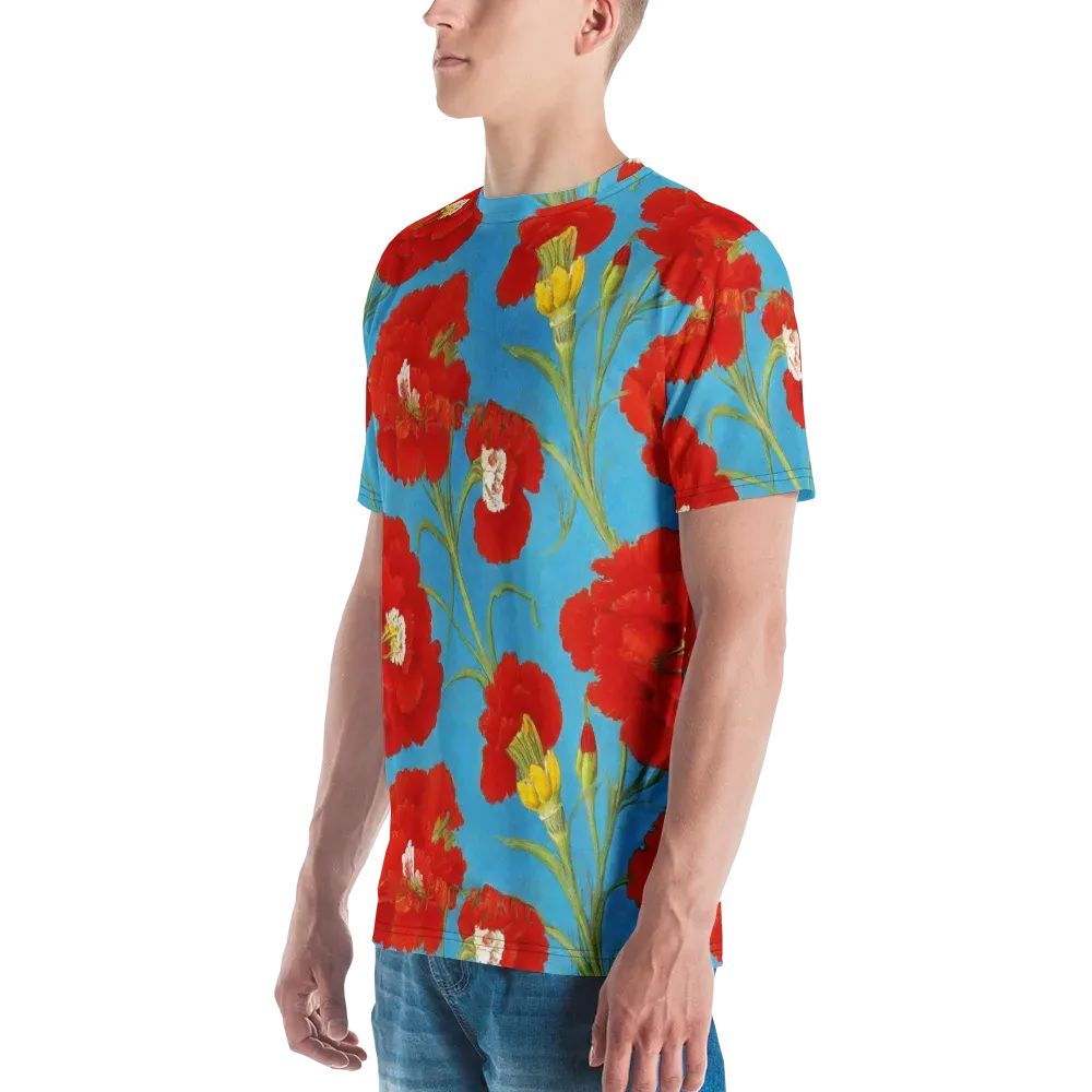 Scarlet Carnation on Men's Crew Neck T-Shirt — Left