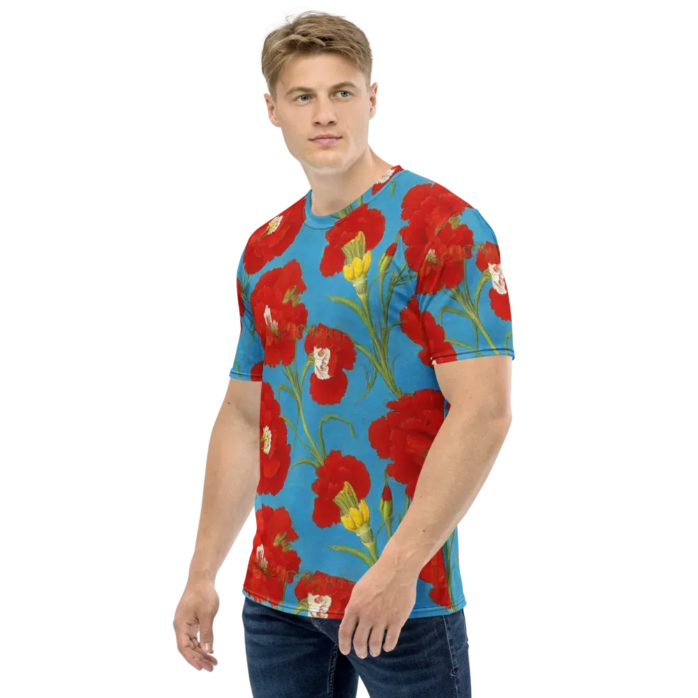 Scarlet Carnation on Men's Crew Neck T-Shirt — Left