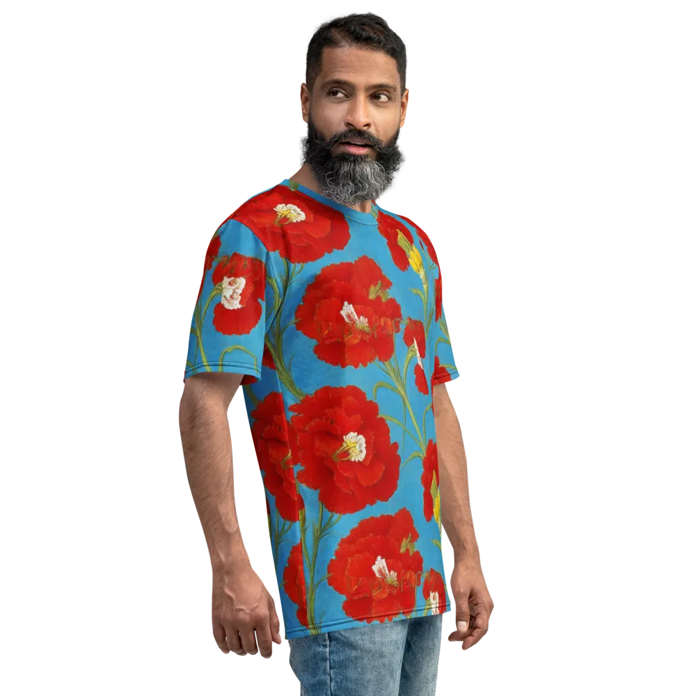 Scarlet Carnation on Men's Crew Neck T-Shirt — Right